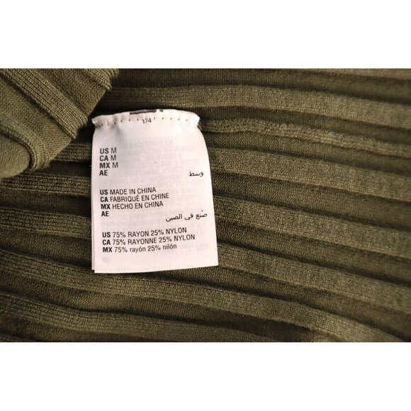 Ribbed Olive Green Zip-Angle Sweater M By INC International Concepts Size Medium - Picture 7 of 13